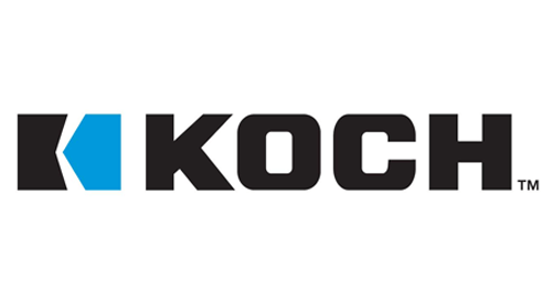 blue and black logo for Koch