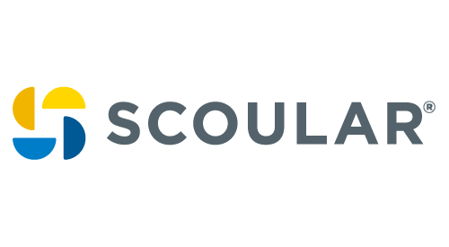 blue, yellow, orange, grey scoular logo
