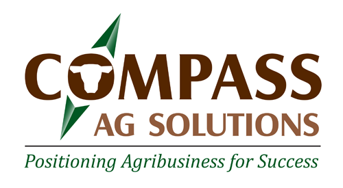 compass ag solutions logo with cow icon inside the letter o