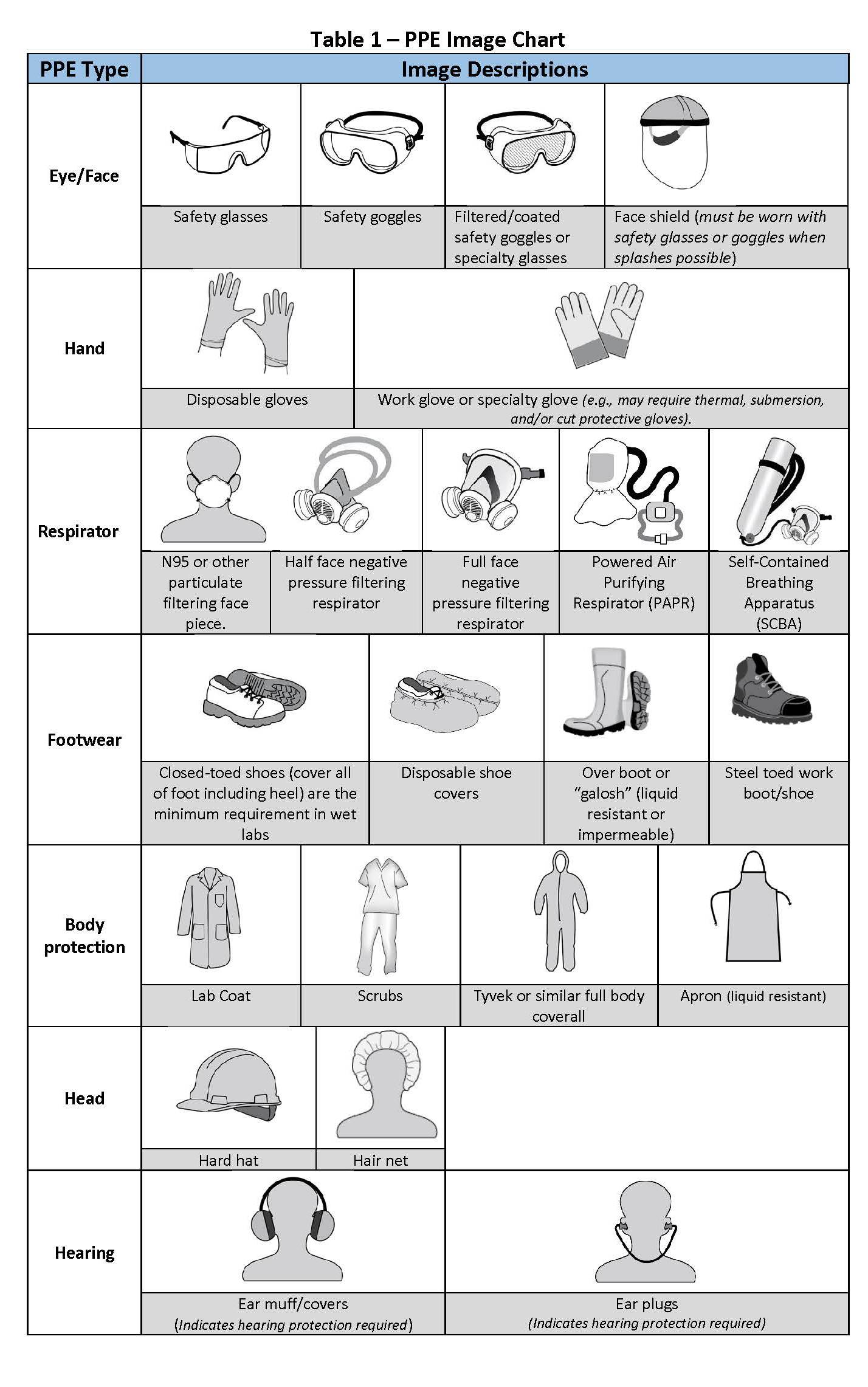 PPE Chart