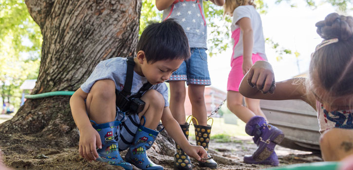 Children wear GoPro cameras while they play on the playground