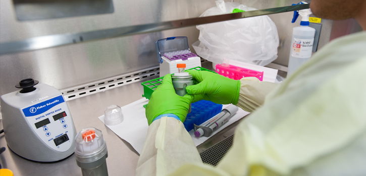 Students simulate working in a biosecurity-level 4 lab.