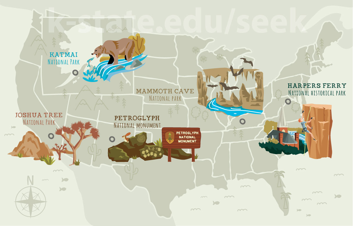 This U.S. map shows locations of research projects for the Applied Park Science Lab.