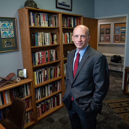 man in suit in office