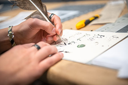 Artists can use the resources in the innovation lab’s makerspace to strengthen their calligraphy skills.