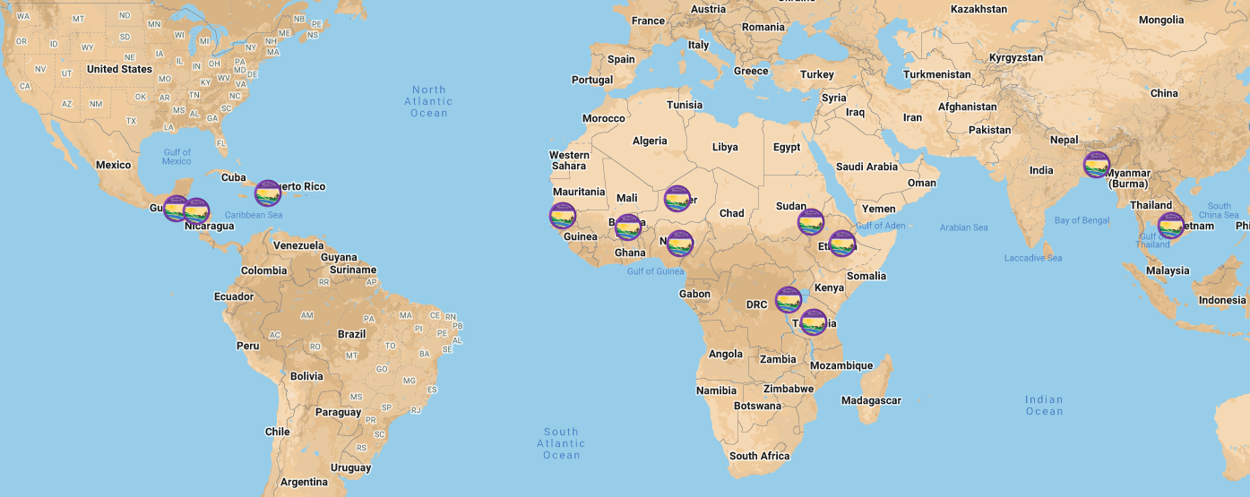 Map of focus countries, Bangladesh, Cambodia and Senegal 