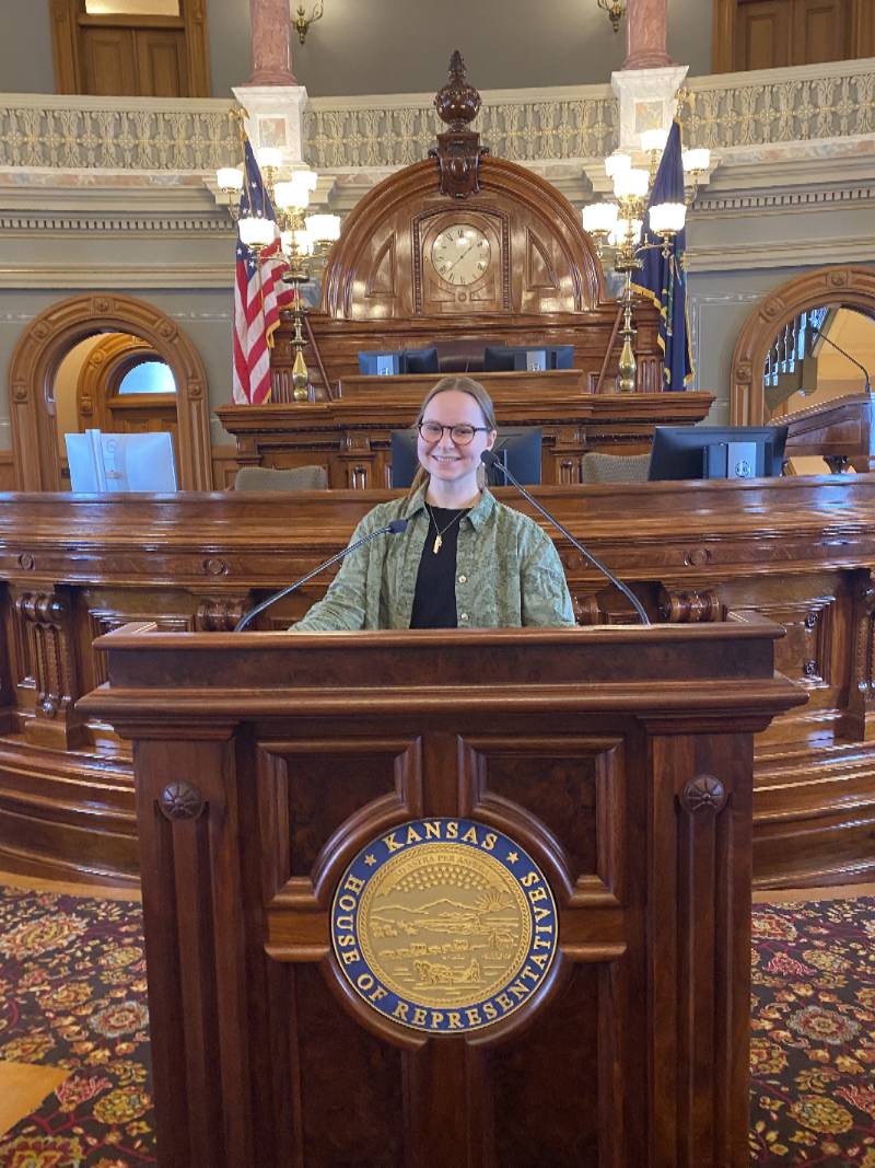 Student at Kansas legislature