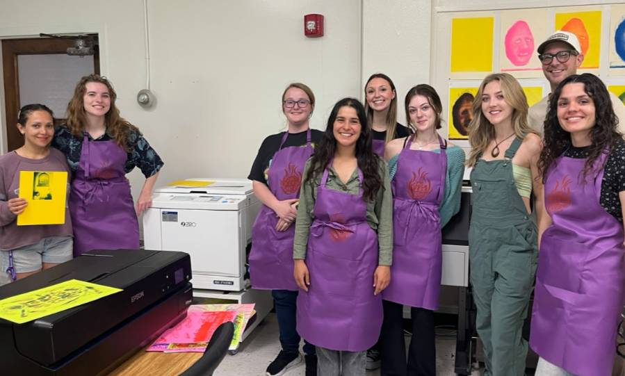 students with riso at Spot Fire Press Open House