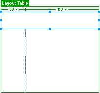 A layout table with one of three layout cells selected.