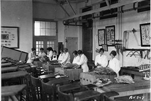 women in a lab class
