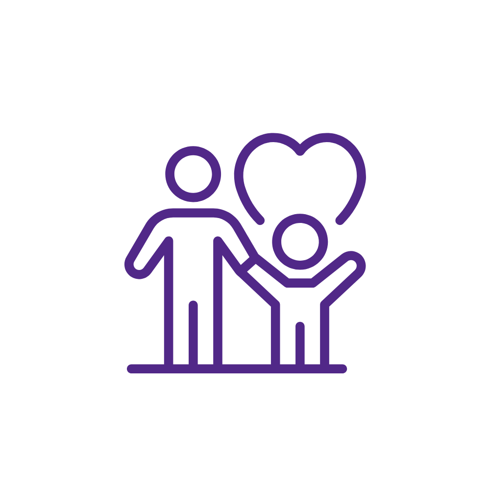 Parent and child outline with a heart