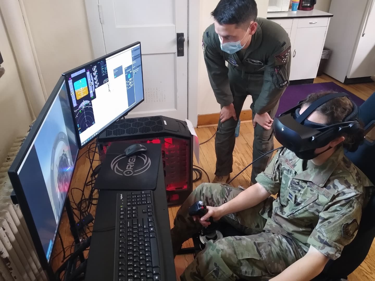 Cadet using T-6 simulator