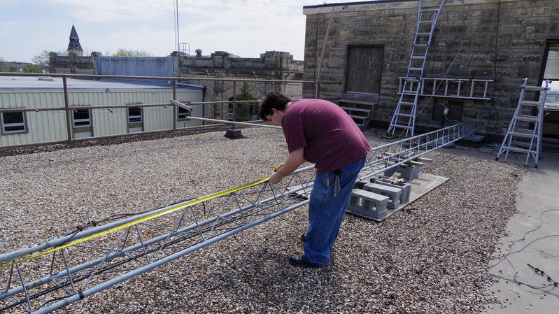 Measuring the tower length while down