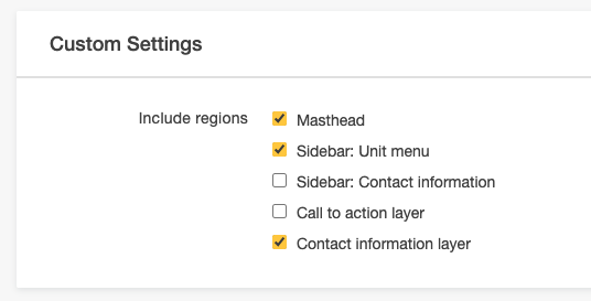 Standard level page properties options
