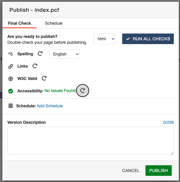 CMS accessibility check cleared