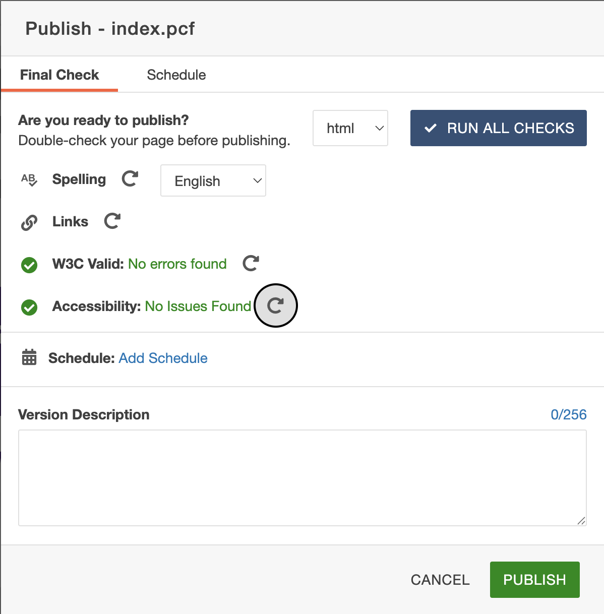 Screenshot of campaign landing page error check