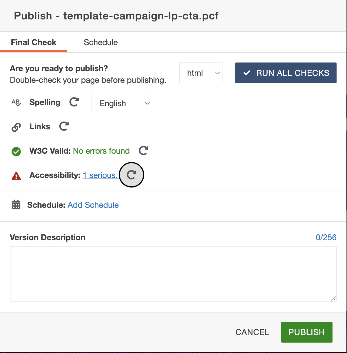 screenshot of campaign landing page plus cta layer accessibility errors