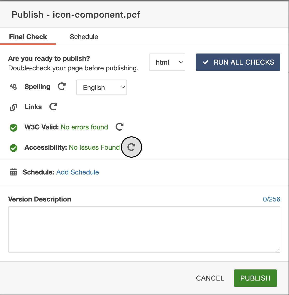 screenshot of error check with no errors