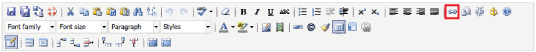 Image showing location of the Insert/edit link button in the WYSIWYG editor