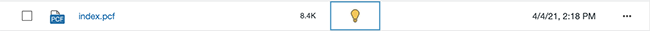 Image of the lightbulb icon that signifies a file is checked out to you.