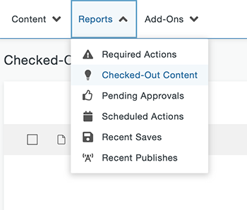 Checked-Out Content link