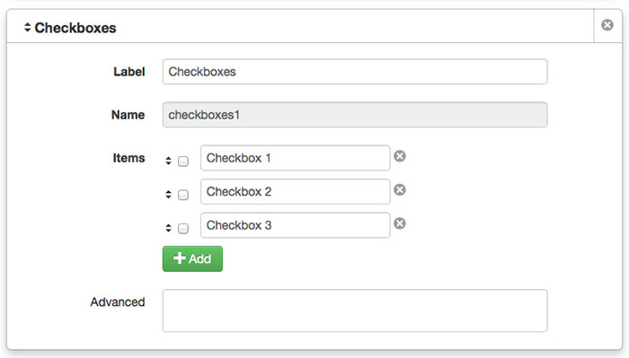 Form creating checkboxes