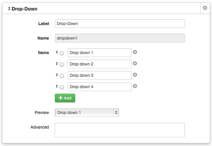Form creating drop down