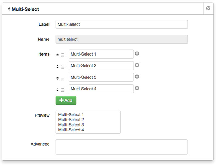 Form creating multi select