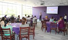 The renovated Bluemont Room can accommodate a variety of gatherings, and includes multiple technology systems.